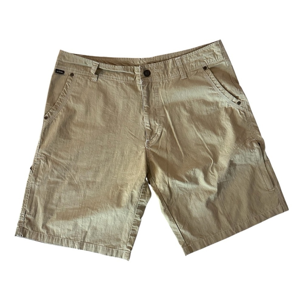 Kuhl Men’s Hiking Shorts Khaki Tan Patina Dye Cargo Shorts size 35
